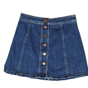 Madewell Denim Mini Skirt Size 6 A-Line Button Front High Waist
